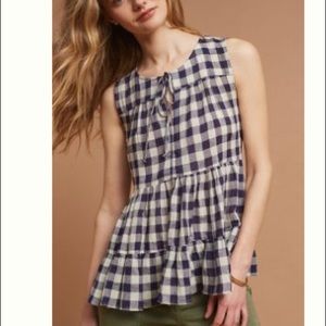 Anthropologie Skirted Gingham Top